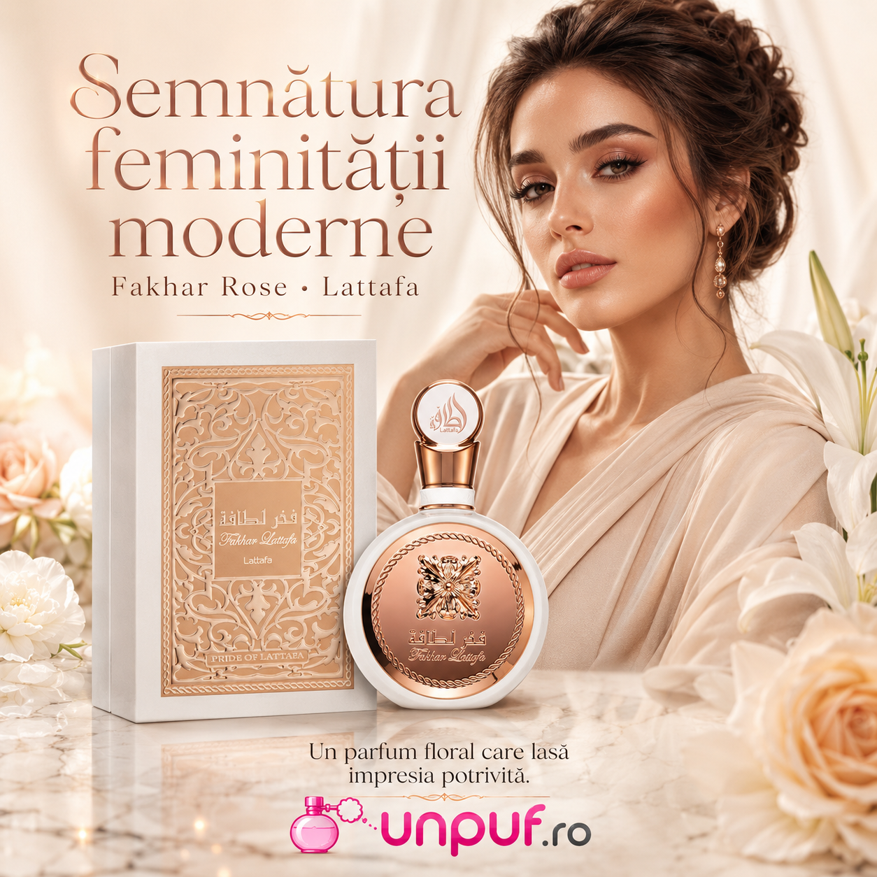 Parfum Arăbesc Fakhar Rose Gold For Women Lattafa Pride 100 ml apă de parfum damă floral elegant